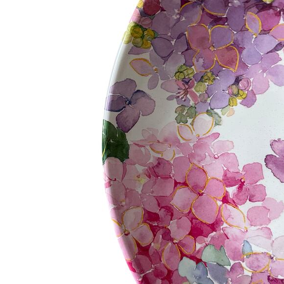 NEW Shabby Chic Pink Floral Hydrangea Melamine Dinner Plates 11in Set of 4 - Picture 9 of 9